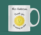 Personalised Thank You For Helping Me Shine Teacher Mug, Teacher Thank you Gift