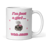 Funny I'm Just a Girl With ADHD Mug, Sad Hamster Joke Secret Santa ADHD Her, Christmas For Girlfriend ADHD