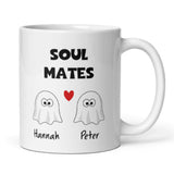 Personalised Soul Mates Ghost Mug, Halloween Boo Box Boyfriend Mug, Funny Anniversary Gift