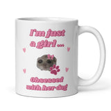 Funny I'm Just a Girl Obsessed With Her Dog Mug, Sad Hamster Joke Secret Santa Dog Mum Her, Christmas For Girlfriend