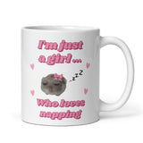 QG Funny I'm Just a Girl Who Loves Napping Mug, Sad Hamster Joke Secret Santa Sleeping Her, Christmas For Girlfriend Sleep