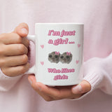 Funny I'm Just a Girl Who Likes Girls Mug, Sad Hamster Joke Secret Santa Lesbian Her, Christmas For Girlfriend