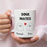 Personalised Soul Mates Ghost Mug, Halloween Boo Box Boyfriend Mug, Funny Anniversary Gift