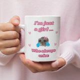 Funny I'm Just a Girl Who Always Cries Mug, Sad Hamster Joke Secret Santa Crying Her, Christmas For Girlfriend ADHD Crier