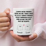 Personalised Funny Ghost Friends Mug, Halloween Boo Box Bestie Mug, Funny Best Friends Gift