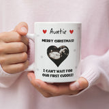 Personalised Christmas Auntie Baby Scan Photo Mug, Auntie to be Christmas Gift