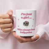 Funny I'm Just a Girl With Belly Pain Mug, Sad Hamster Joke Secret Santa IBS her, Christmas For Girlfriend, Gluten Free Intolerance