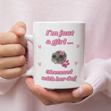 Funny I'm Just a Girl Obsessed With Her Dog Mug, Sad Hamster Joke Secret Santa Dog Mum Her, Christmas For Girlfriend