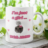 Funny I'm Just a Girl With ADHD Mug, Sad Hamster Joke Secret Santa ADHD Her, Christmas For Girlfriend ADHD