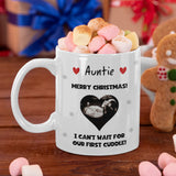 Personalised Christmas Auntie Baby Scan Photo Mug, Auntie to be Christmas Gift