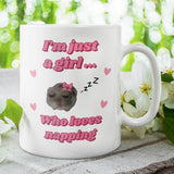 QG Funny I'm Just a Girl Who Loves Napping Mug, Sad Hamster Joke Secret Santa Sleeping Her, Christmas For Girlfriend Sleep