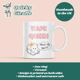 Funny V*pe Queen Where is My Vape Mug, Joke Secret Santa Vape her, Christmas For Vaper, Girlfriend Christmas