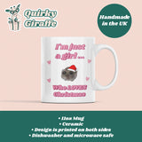 Funny I'm Just a Girl Who Loves Christmas Mug, Sad Hamster Joke Secret Santa Christmas Her, Christmas For Girlfriend Driving