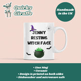 Personalised Resting Witch Face Mug, Halloween Boo Box Girlfriend Cup, Witch Spooky Gift, Resting Bitch Face