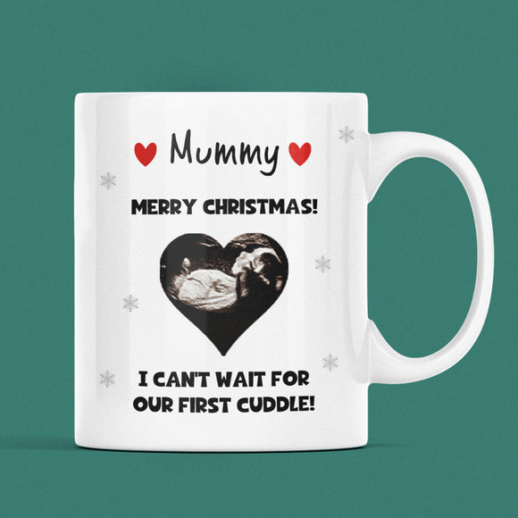 Personalised Christmas Mummy Baby Scan Photo Mug, Mum to be Christmas Gift