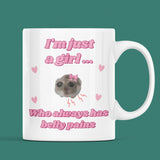 Funny I'm Just a Girl With Belly Pain Mug, Sad Hamster Joke Secret Santa IBS her, Christmas For Girlfriend, Gluten Free Intolerance