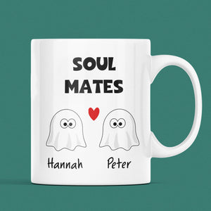 Personalised Soul Mates Ghost Mug, Halloween Boo Box Boyfriend Mug, Funny Anniversary Gift