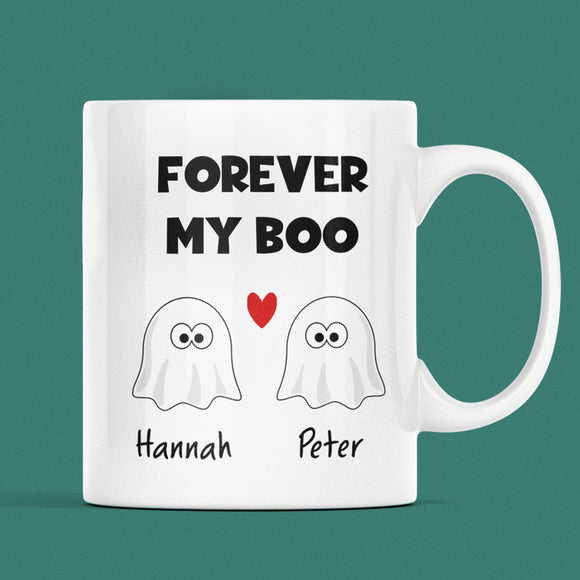 Personalised Forever My Boo Ghost Mug, Halloween Boo Box Girlfriend Mug, Funny Anniversary Gift