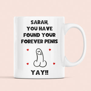 Personalised Funny Forever Penis Mug, Engagement Gift For Her, Woman Wedding Marriage Gift