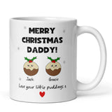 Personalised Merry Christmas Daddy Love Little Puddings Mug, Christmas For Daddy From Kids