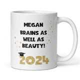 Personalised Brains As Well As Beauty Graduation Mug