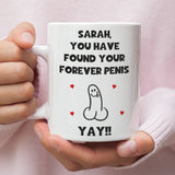 Personalised Funny Forever Penis Mug, Engagement Gift For Her, Woman Wedding Marriage Gift