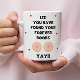 Personalised Funny Forever Boobs Mug, Engagement Gift For Him, Man Wedding Marriage Gift