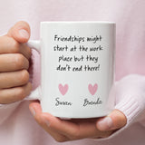 Personalised Work Bestie Friendship Begin At Work Gift, Leaving Gift, Secret Santa