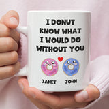 Personalised Donut What I'd Do Without You Mug, Spooning Gift Boyfriend / Husband / Girlfriend / Wife Gift, Valentines Gift, Anniversary Gift