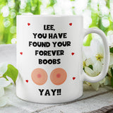 Personalised Funny Forever Boobs Mug, Engagement Gift For Him, Man Wedding Marriage Gift