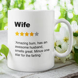 Wife Review Mug, Funny Wife Birthday, Wife Valentines Gift, Anniversary Wife Gift