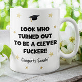 CQ Personalised Clever Fucker Graduation Mug, Funny Graduation Gift