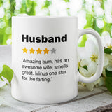 Husband Review Mug, Funny Husband Birthday, Husband Valentines Gift, Anniversary Husband Gift