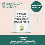 Crazier Than Store Bought Pesto Funny Mug - Susie Stitch Tiktok Trend, Secret Santa For Her, Birthday Gift