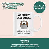 As Per My Last Email Funny Owl Mug - Secret Santa For Her, Email Office Colleague Mug