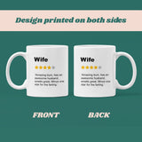 Wife Review Mug, Funny Wife Birthday, Wife Valentines Gift, Anniversary Wife Gift