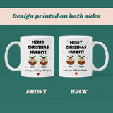 Personalised Merry Christmas Mummy Love Little Puddings Mug, Christmas For Mummy From Kids