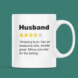 Husband Review Mug, Funny Husband Birthday, Husband Valentines Gift, Anniversary Husband Gift