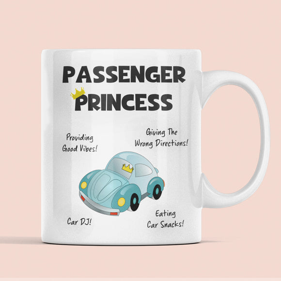 Passenger Princess Funny Mug, Girlfriend Car Joke Gift, Secret Santa For Her, Birthday Gift, Anniversary For Her