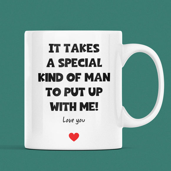 Special Man To Put Up With Me Mug, Funny Boyfriend Birthday, Husband Valentines Gift, Anniversary Gift