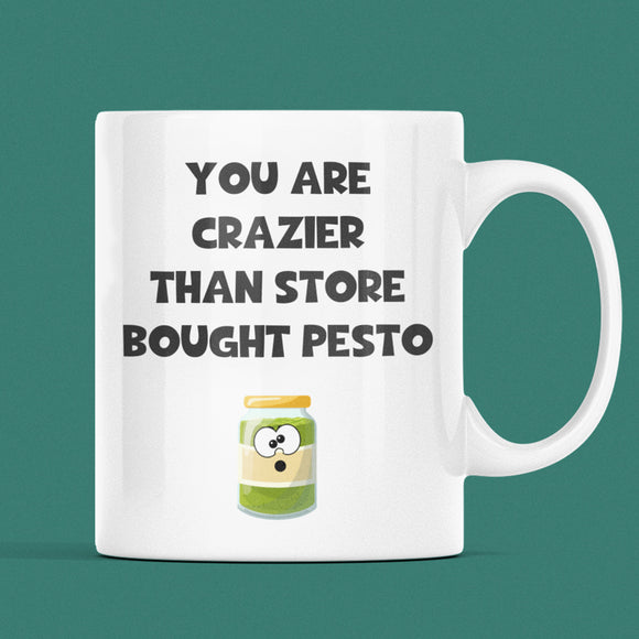 Crazier Than Store Bought Pesto Funny Mug - Susie Stitch Tiktok Trend, Secret Santa For Her, Birthday Gift