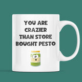 Crazier Than Store Bought Pesto Funny Mug - Susie Stitch Tiktok Trend, Secret Santa For Her, Birthday Gift