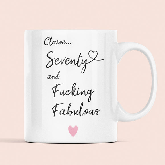 CQ Personalised 70 Fucking Fabulous Mug, Woman 70th Birthday Gift