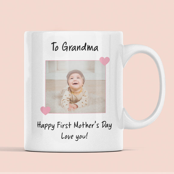 Personalised Photo Grandma First Mother's Day Mug, To Grandma From Grandchildren