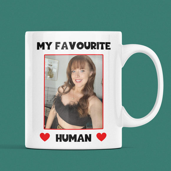 Personalised Photo My Favourite Human Funny Mug, Funny Girlfriend Valentines Gift, Boyfriend Anniversary Cup