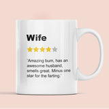 Wife Review Mug, Funny Wife Birthday, Wife Valentines Gift, Anniversary Wife Gift