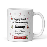 Personalised Nanny First Christmas 2024 Mug, Baby First Christmas For Nanny From Baby Gift