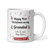 Personalised Grandad First Christmas 2024 Mug, Baby First Christmas For Grandad From Baby Gift