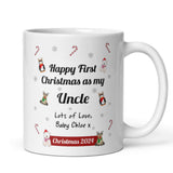 Personalised Uncle First Christmas 2024 Mug, Baby First Christmas For Uncle From Baby Gift