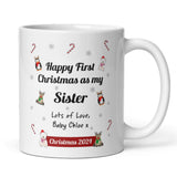 Personalised Sister First Christmas 2024 Mug, Baby First Christmas For Sister From Baby Gift